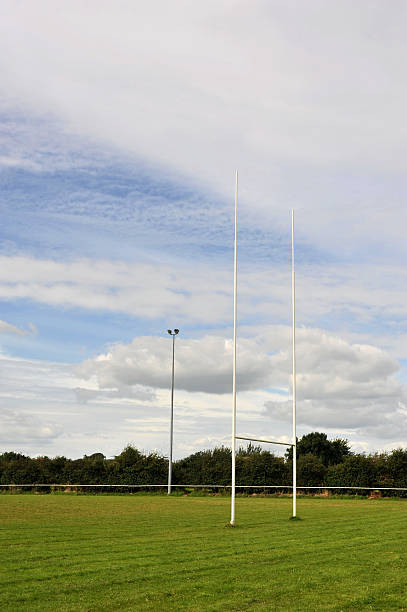 Competition Sized Rugby Goal Posts. stock photo