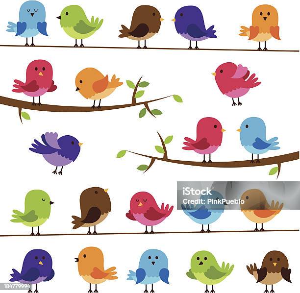 Vector Set Of Colorful Cartoon Birds Stock Illustration - Download Image Now - Bird, Birds Flying in V-Formation, Cartoon