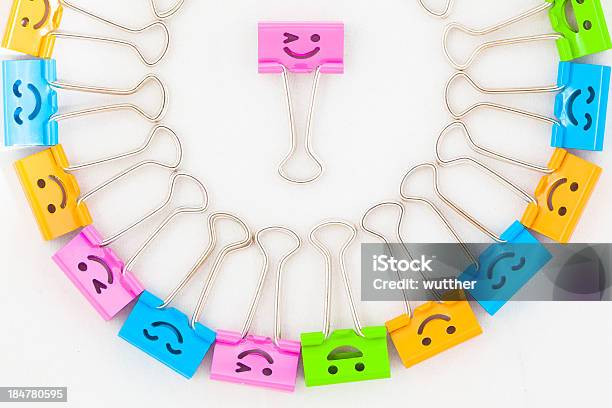 Clips With Emotion Face Stock Photo - Download Image Now - Blue, Clothespin, Clothing