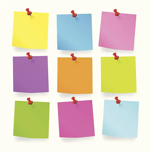 Vector illustration of Colored pieces of Blank Notes