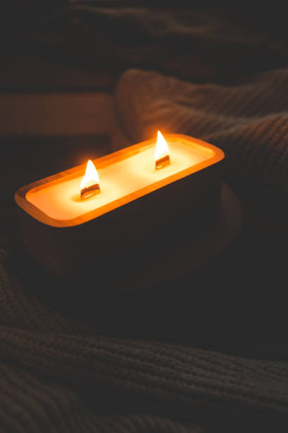 istock Candle in tree, stylish home interior, autumn mood 1847819886