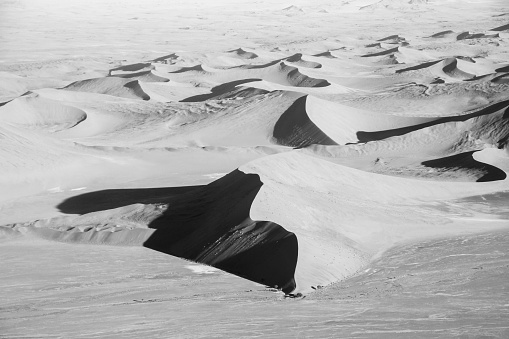 aerial view of namib desert dunes