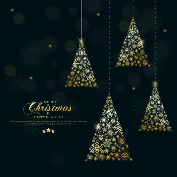 istock Merry christmas poster template design with decorative christmas trees made of snowflakes. 1847845741