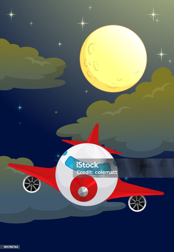 Luna y avión - arte vectorial de Aire libre libre de derechos