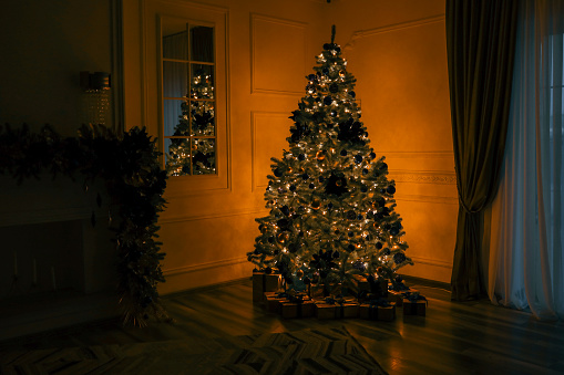 Christmas Tree Christmas Night Garland Interior.