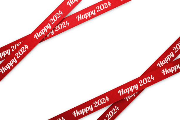 istock Happy 2024 Written Red Ribbons On White Background 1847863033