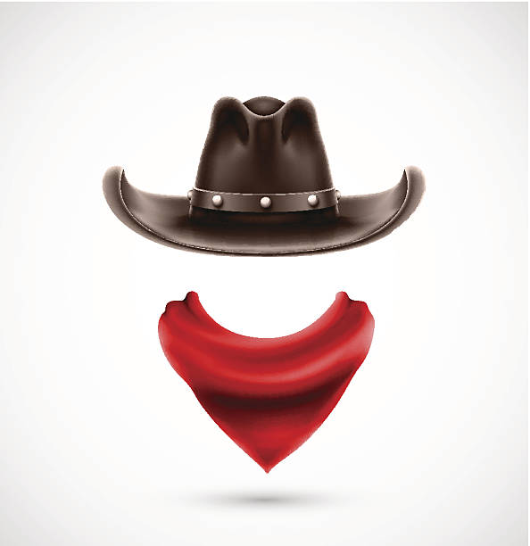 Accessories cowboy Accessories cowboy (hat and scarf). Illustration contains transparency and blending effects, eps 10 red clothing stock illustrations