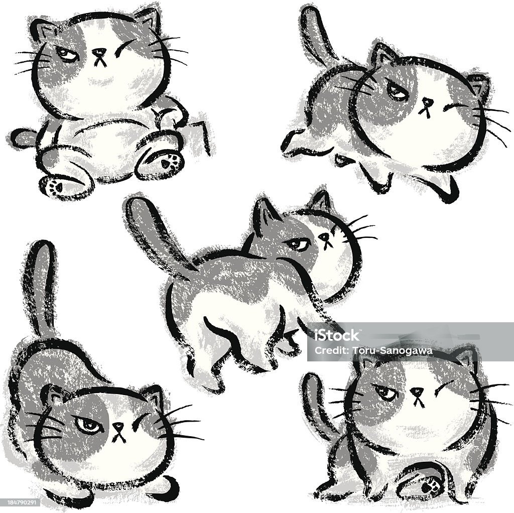 Pięć impudent koty - Grafika wektorowa royalty-free (Grafika wektorowa)