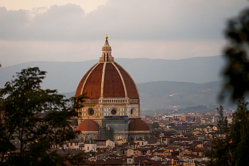 Florence cityscape and Duomo Santa Maria Del Fiore at sunset, Florence, Italy.