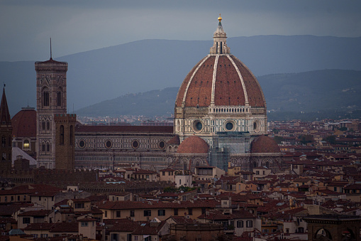 Beautiful Night view of Cathedral of Santa Maria del Fiore in Florence seen from Piazzale Michelangelo. Italy