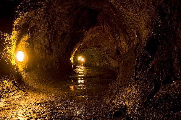 istock Illuminated Thurston lava tube in Hawaii. 184790678