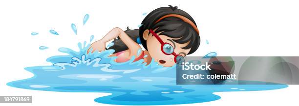 Menina Nadar Com Óculos - Arte vetorial de stock e mais imagens de Adulto - Adulto, Ao Ar Livre, Azul