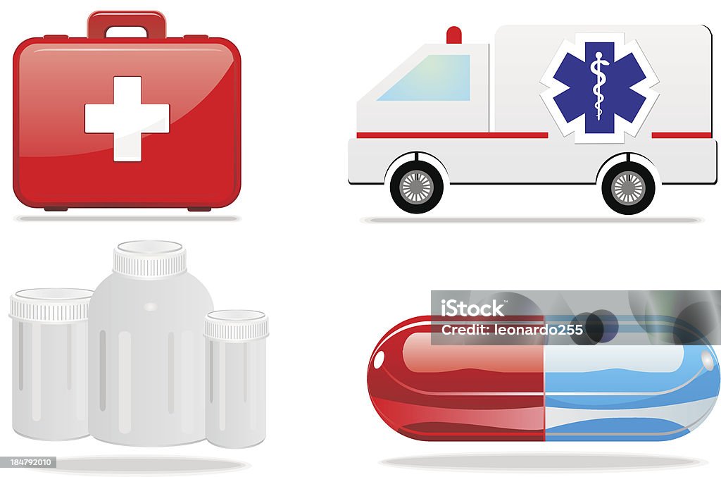 Медицинские Иконки первой помощи таблетка ambulans - Векторная графика Аварии и катастрофы роялти-фри