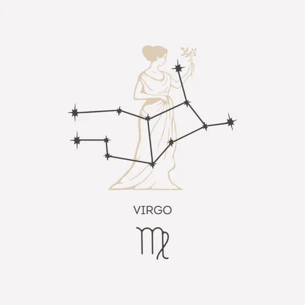 Vector illustration of Virgo constellation vector illustration