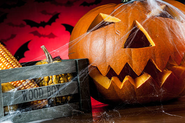 istock Scary halloween theme with pumpkin 184792845