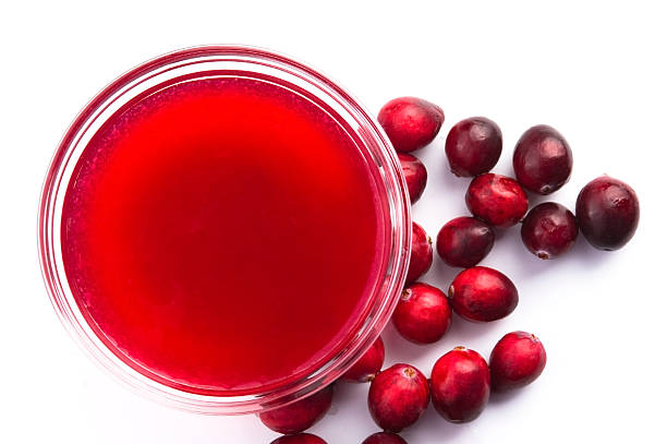 にクランベリーゼリーのガラス - jellied cranberries 写真 ストックフォトと画像