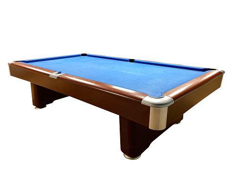 Empty billiard pool table isolated on the white background with clipping path, pool-cue sport