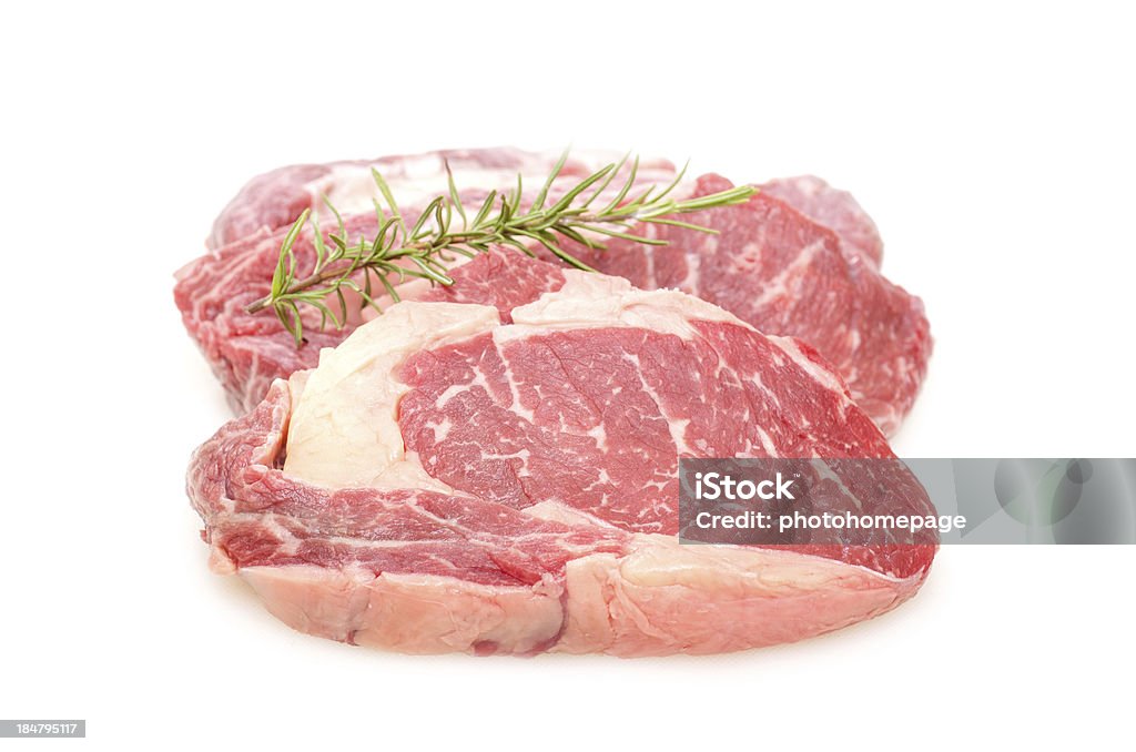 Zwei Entrecôte Rindfleisch steak - Lizenzfrei Freisteller – Neutraler Hintergrund Stock-Foto