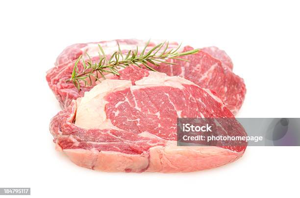 Dois Entrecote Carne De Vaca - Fotografias de stock e mais imagens de Figura para recortar - Figura para recortar, Alecrim, Bife