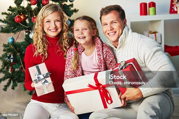 Family With Gifts Stock Photo - Download Image Now - Adult, Affectionate, Box - Container