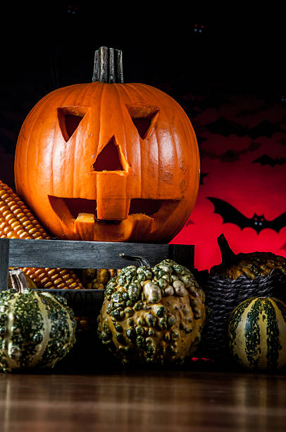 istock Scary pumpkins, halloween concept 184796104