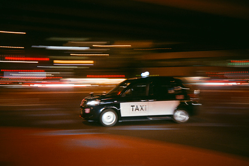 A Japanese taxi in Tokyo. Photographed on 35mm film and digitally scanned.