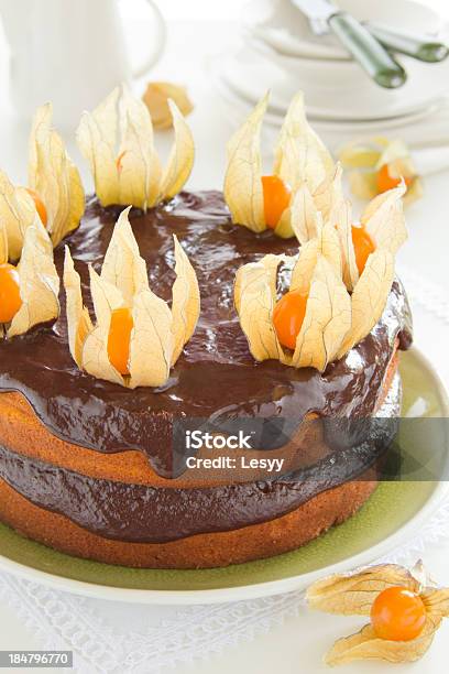 Kürbiskäsekuchen Mit Schokolade Eis Stockfoto und mehr Bilder von Bäckerei - Bäckerei, Dekoration, Feiern