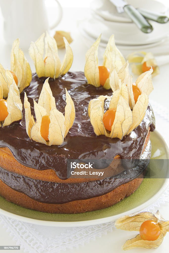 Torta de abóbora com creme de chocolate. - Foto de stock de Assado no Forno royalty-free