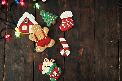 Christmas Decoration with Christmas Cookies and Holiday Lights