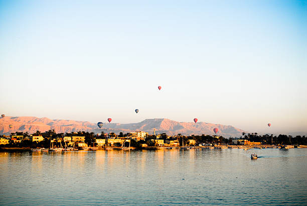 Hot air balloon in Luxor stock photo