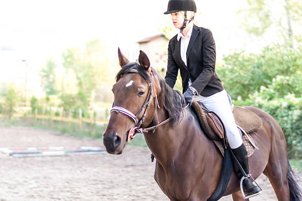 istock Young girl riding her horse 184799422