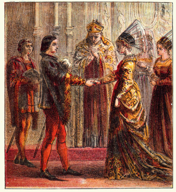 hochzeit von könig heinrich v. von england und katharina von valois, englische geschichte des 15. jahrhunderts - henry v stock-grafiken, -clipart, -cartoons und -symbole