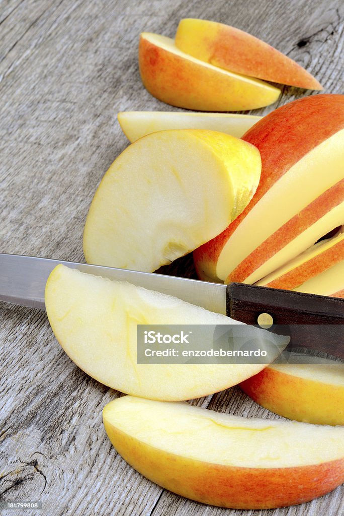 apple sliced sweet delicious royal gala apple sliced on wooden table Agriculture Stock Photo