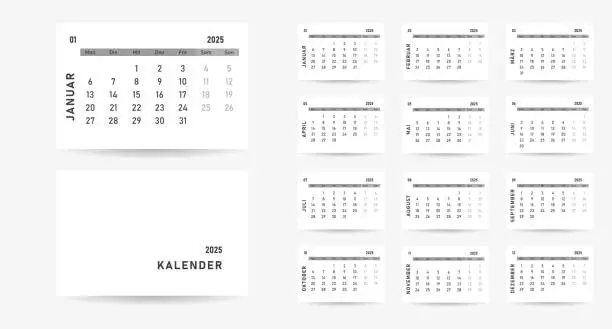 Vector illustration of Calendar 2025 in german language