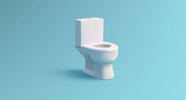 istock 3D Cartoon Toilet with Tank and seat, white clean interior object 1848038928