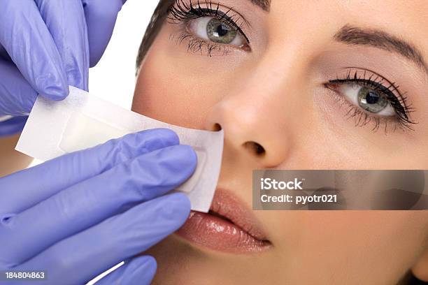 Woman Reciving Facial Hair Removal Stock Photo - Download Image Now - Waxing - Hair Removal, Human Face, Human Lips