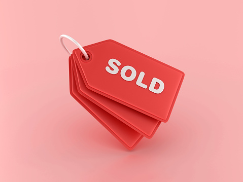 Sold Shopping Tag - Color Background - 3D Rendering
