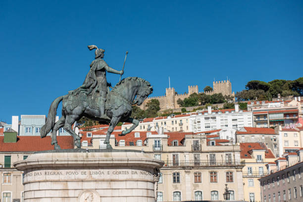 istock image of Lisbon, commerce square and castle 1848051620