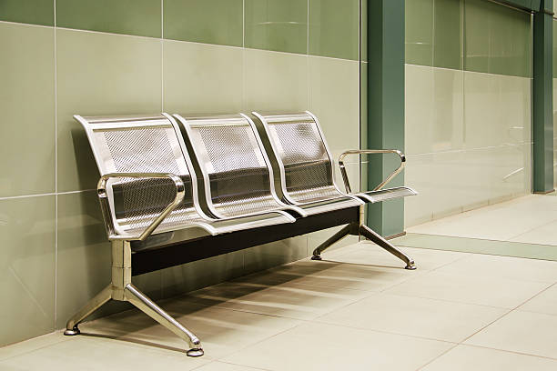 istock Metalic benches at the last subway station, Sofia, Bulgaria 184806204