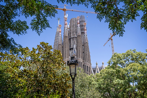 The Sagrada Familia Basilica in Barcelona, Spain on 28 August 2023