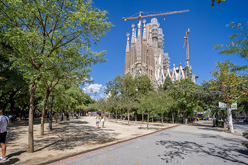 The Sagrada Familia Basilica in Barcelona, Spain on 28 August 2023