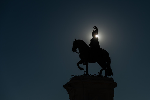 equestrian statue backlight in Liboa