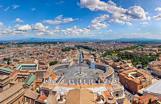 panorama luftbild von rom mit st. peter's square - peter the apostle stock-fotos und bilder