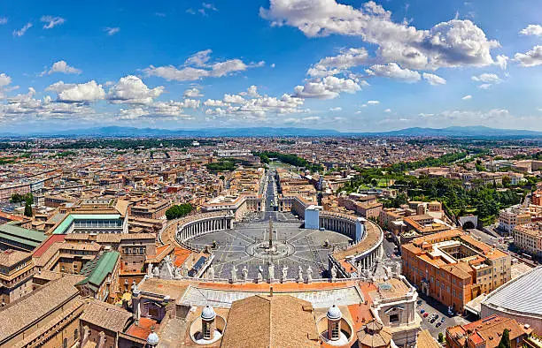 Panorama aerial view of Rome from Saint Peter's basilica - Italy