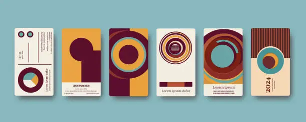 Vector illustration of business cards in the 1970s style_2