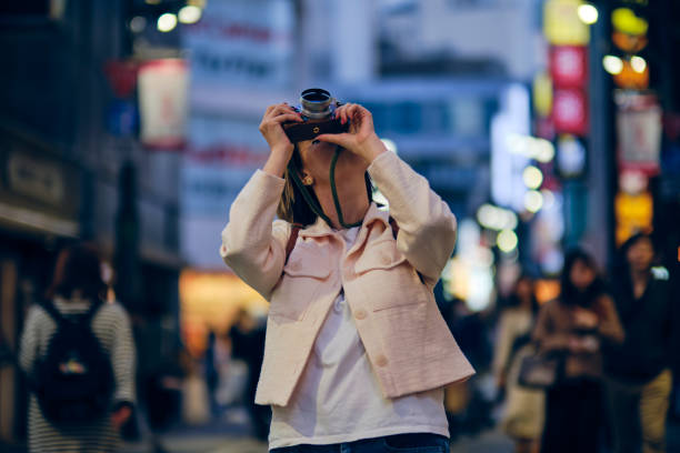 Young women tourist exploring Tokyo Japan.