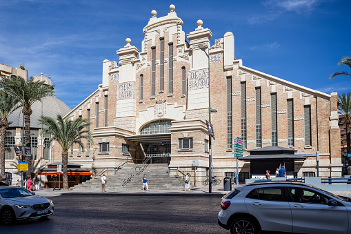 Art Deco Mercado de Abastos building in Alicante, Spain on 29 August 2023