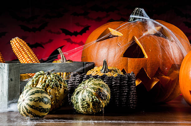istock Scary halloween theme with pumpkin 184811678