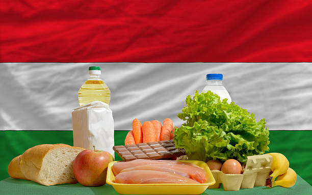 istock basic food groceries in front of hungary national flag 184812368