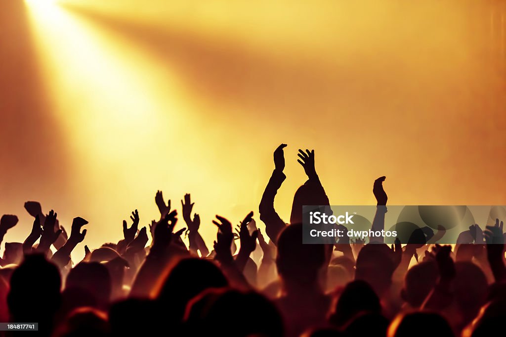 Concert Crowd Silhouettes of crowd at a rock concert Applauding Stock Photo